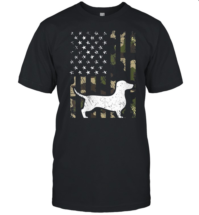 Dachshund Dog Dad Mom Camouflage USA Flag shirt Classic Men's T-shirt
