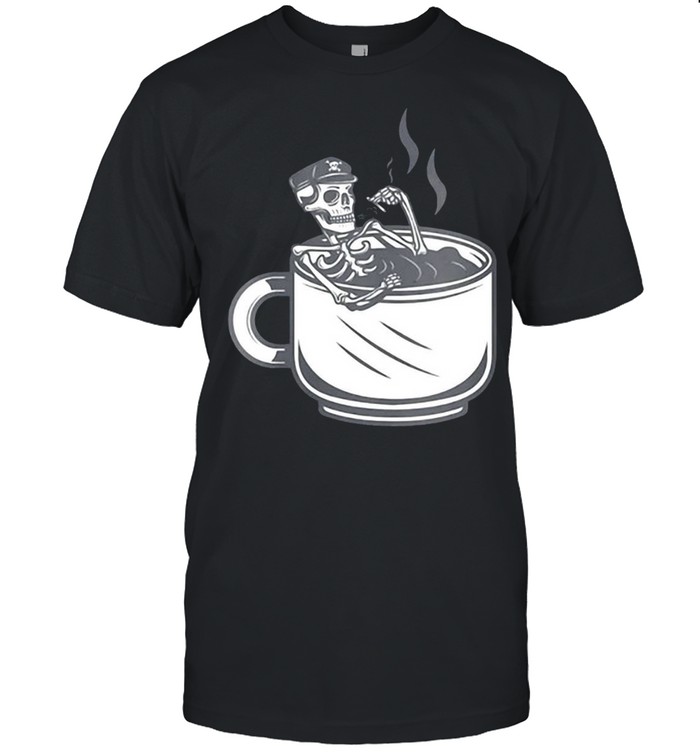 Halloween Skeleton Coffee Cup Vintage Retro Biker T-shirt Classic Men's T-shirt