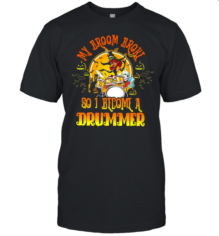 Halloween Witch Girl My Broom Broke So I Become A Drummer T-shirt Classic Men's T-shirt