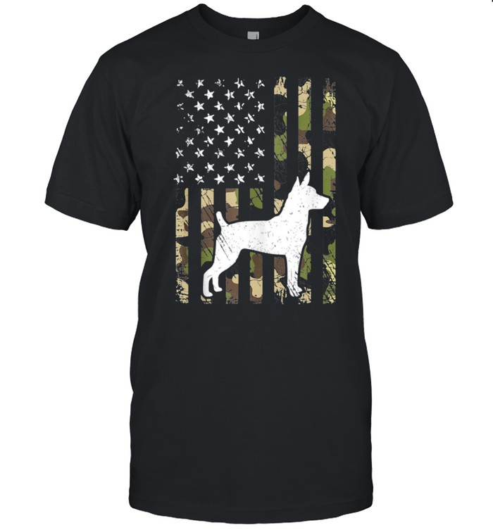 Rat Terrier Dog Dad Mom Camouflage USA Flag shirt