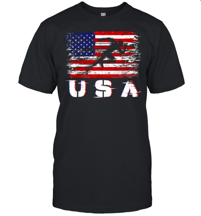 USA American Flag Running T-Shirt