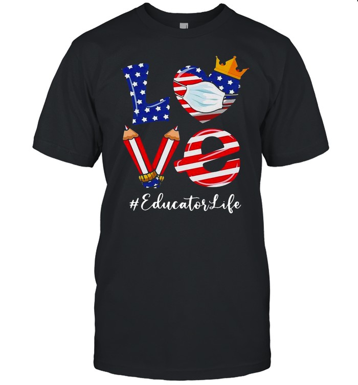 Love American Flag Educator Life Teacher T-shirt Classic Men's T-shirt