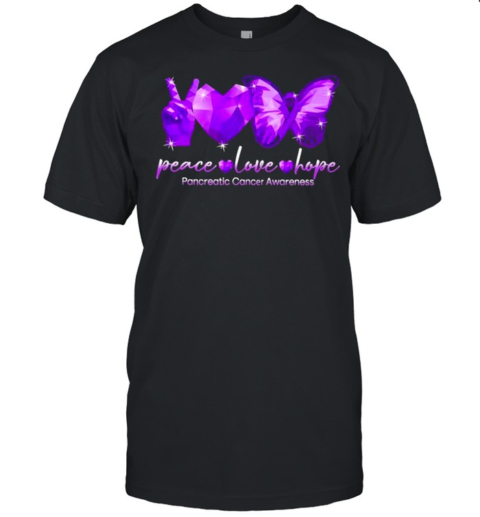 Peace Love Hope Butterfly Pancreatic Cancer Awareness Purple shirt Classic Men's T-shirt
