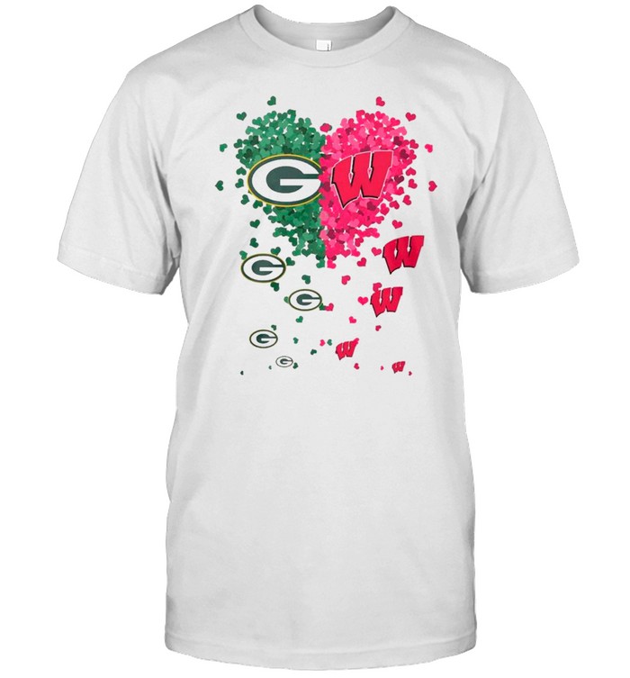 Heart Green Bay Packers And Wisconsin Badgers Love shirt Classic Men's T-shirt