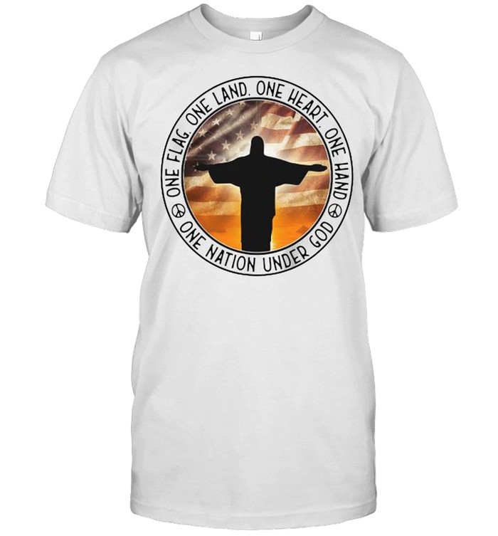 Jesus American flag one flag one land one heart one hand one nation under god shirt Classic Men's T-shirt