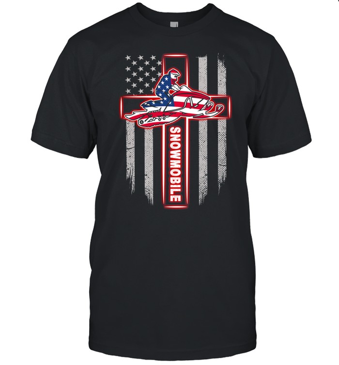 Snowmobile American flag shirt
