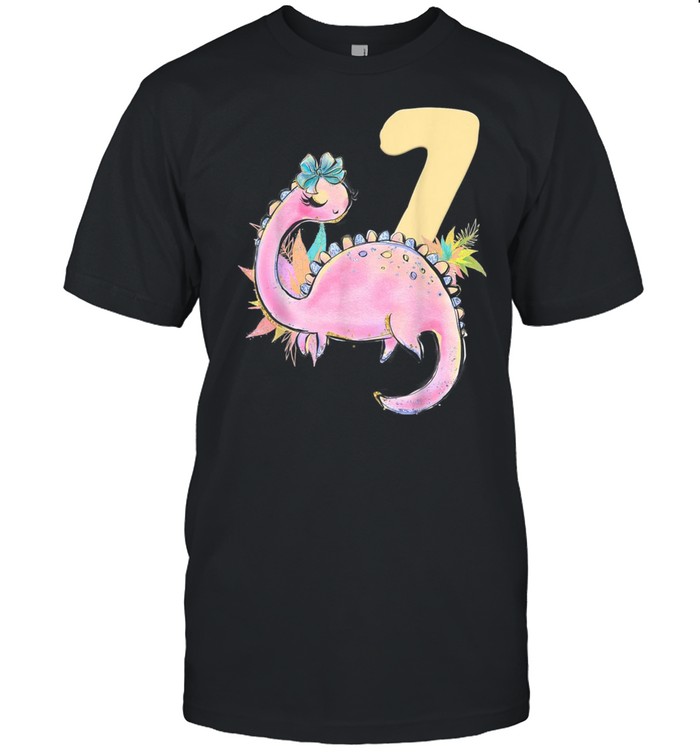 7th Birthday Girl Dinosaur Pink Dino Party Outfit Seven shirt Classic Men's T-shirt