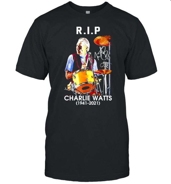 RIP Charlie Watts 1941-2021 signature t-shirt