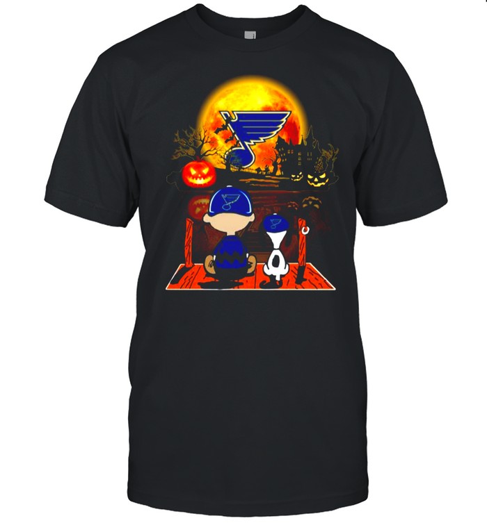 Snoopy and Charlie Brown Pumpkin St. Louis Blues Cardinals Halloween Moon shirt Classic Men's T-shirt