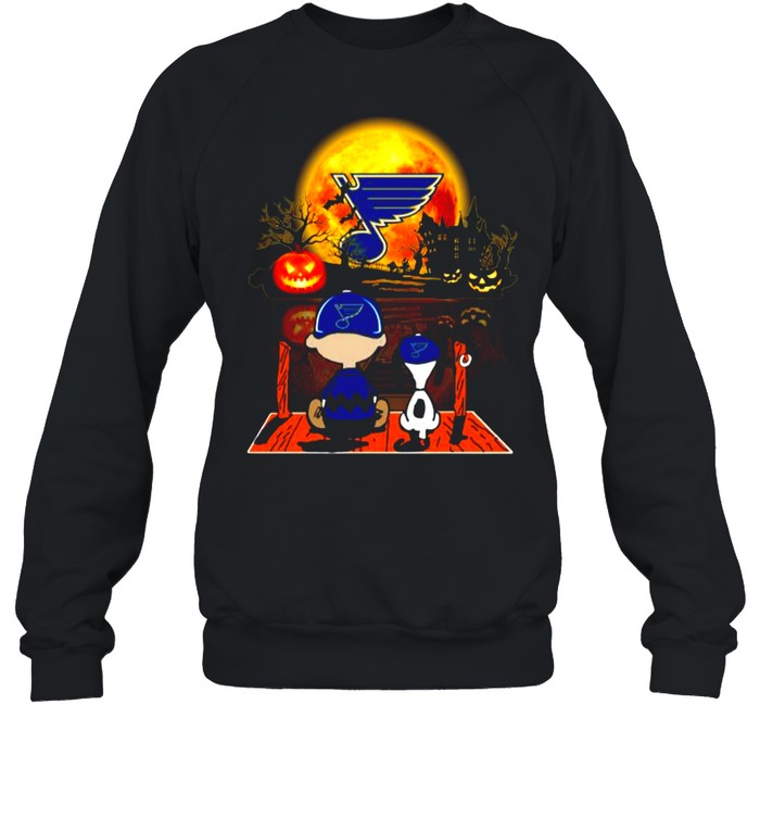 Snoopy and Charlie Brown Pumpkin St. Louis Blues Cardinals Halloween Moon shirt Unisex Sweatshirt