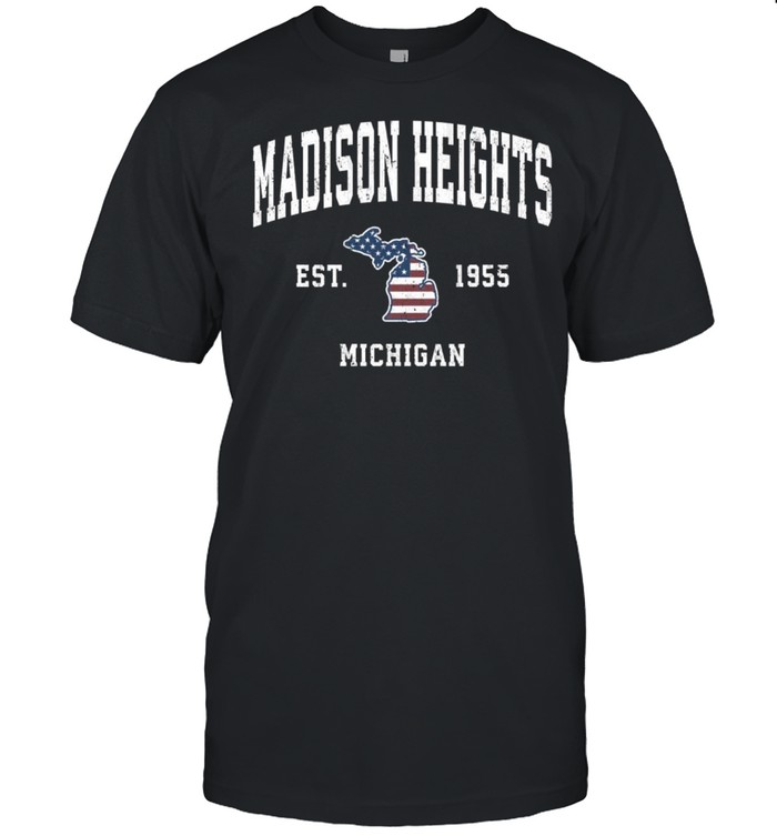 Madison Heights Michigan MI Vintage American Flag Sports Des shirt