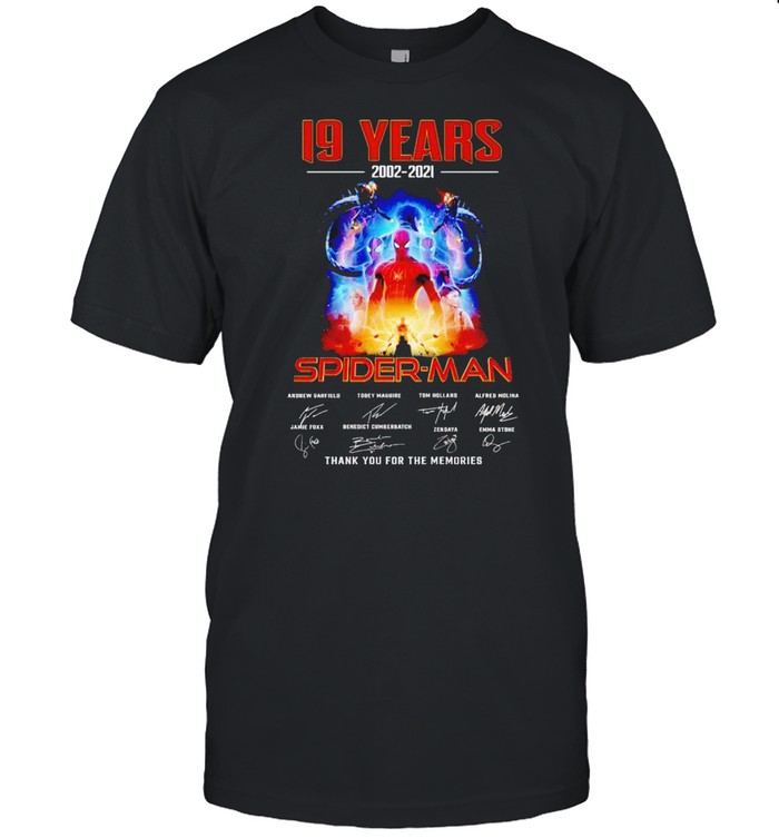 19 years 2002 2021 Spider Man thank you for the memories shirt