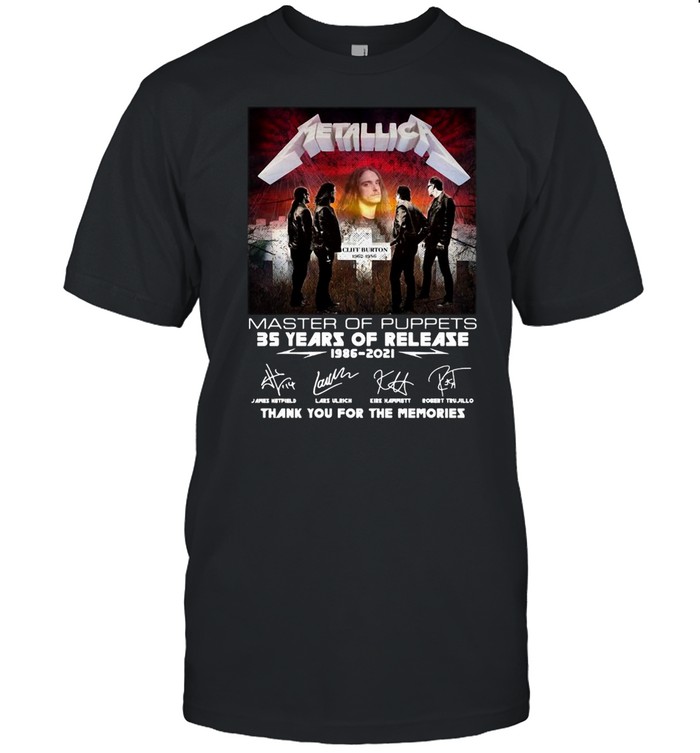 Metallica Master Of Puppets 35 Years Of Release 1986-2021 Signature Thank You For The Memories T-shirt Classic Men's T-shirt