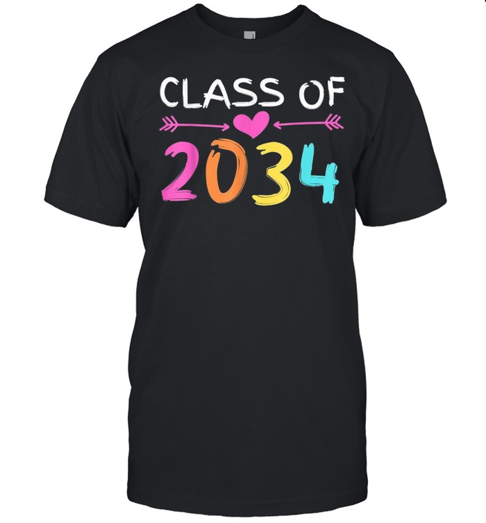 Class of 2034 Grow With Me Shirt Back School Heart Arrows shirt