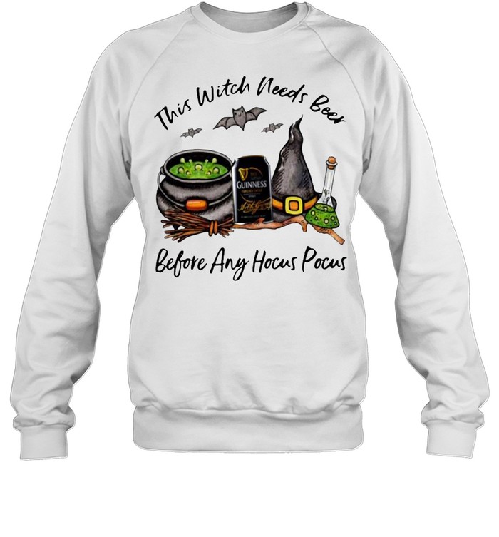 Guinness Can This Witch Needs Beer Before Any Hocus Pocus Halloween Unisex Sweatshirt