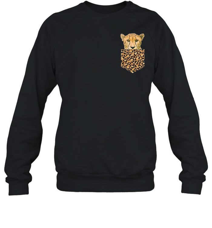 Leopard Print Pocket Cheetah Peeking Cool Animal shirt Unisex Sweatshirt