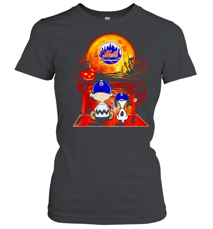 Snoopy and Charlie Brown New York Mets happy Halloween shirt Classic Women's T-shirt