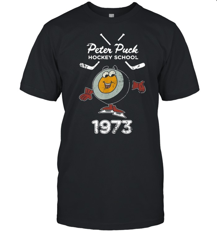 White and Black Peters Art Pucks Est.1973 Play Sports Hockey shirt