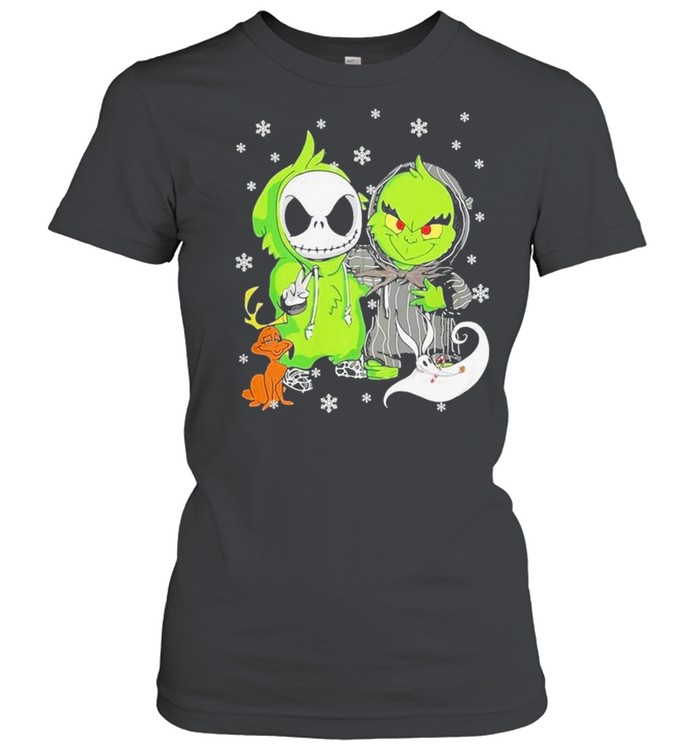 Baby Jack Skellington And Baby Grinch Happy Christmas  Classic Women's T-shirt