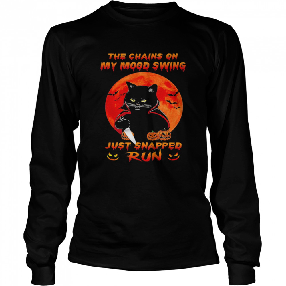 black the chains on my mood swing just snapped run halloween shirt Long Sleeved T-shirt