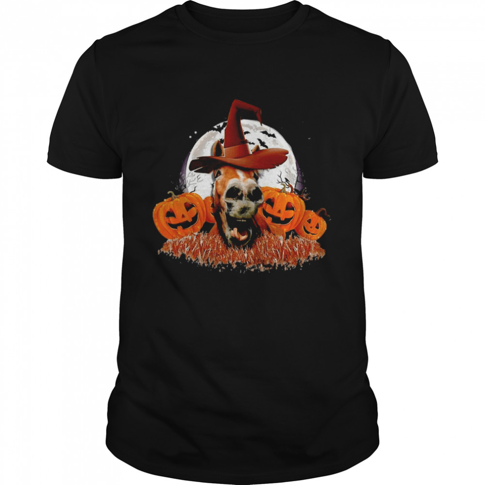 Horse Pumpkin Witch Halloween T-shirt