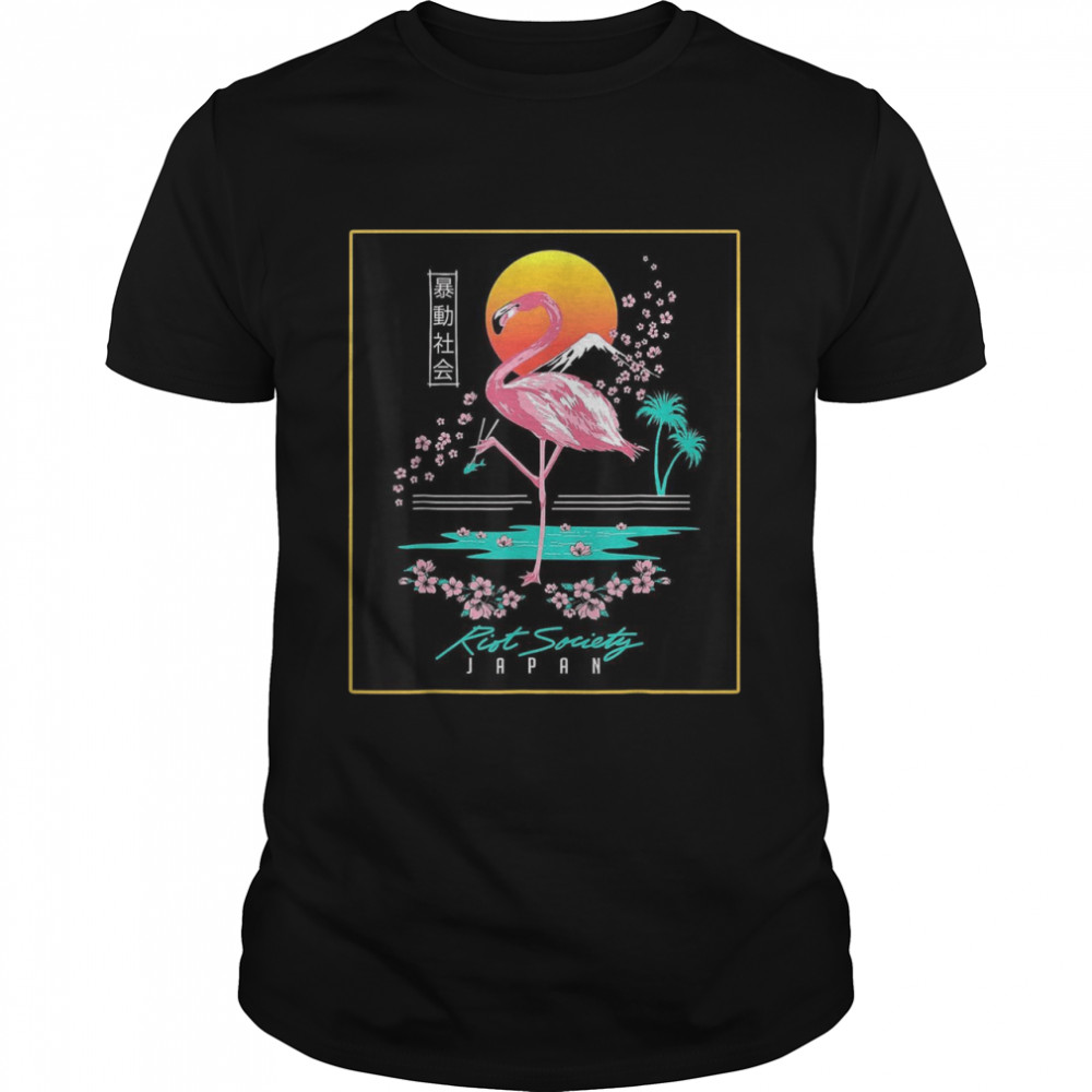 RiotSocietyGraphicEmbroidered Flamingo Japan shirt