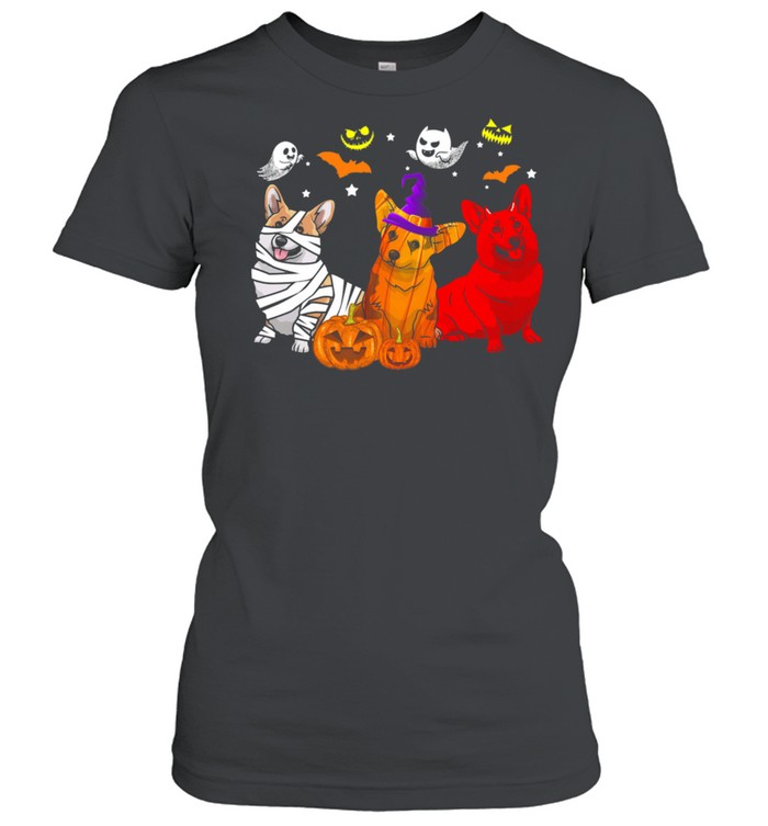 Corgi Dog Witch Boo Halloween shirt Classic Women's T-shirt