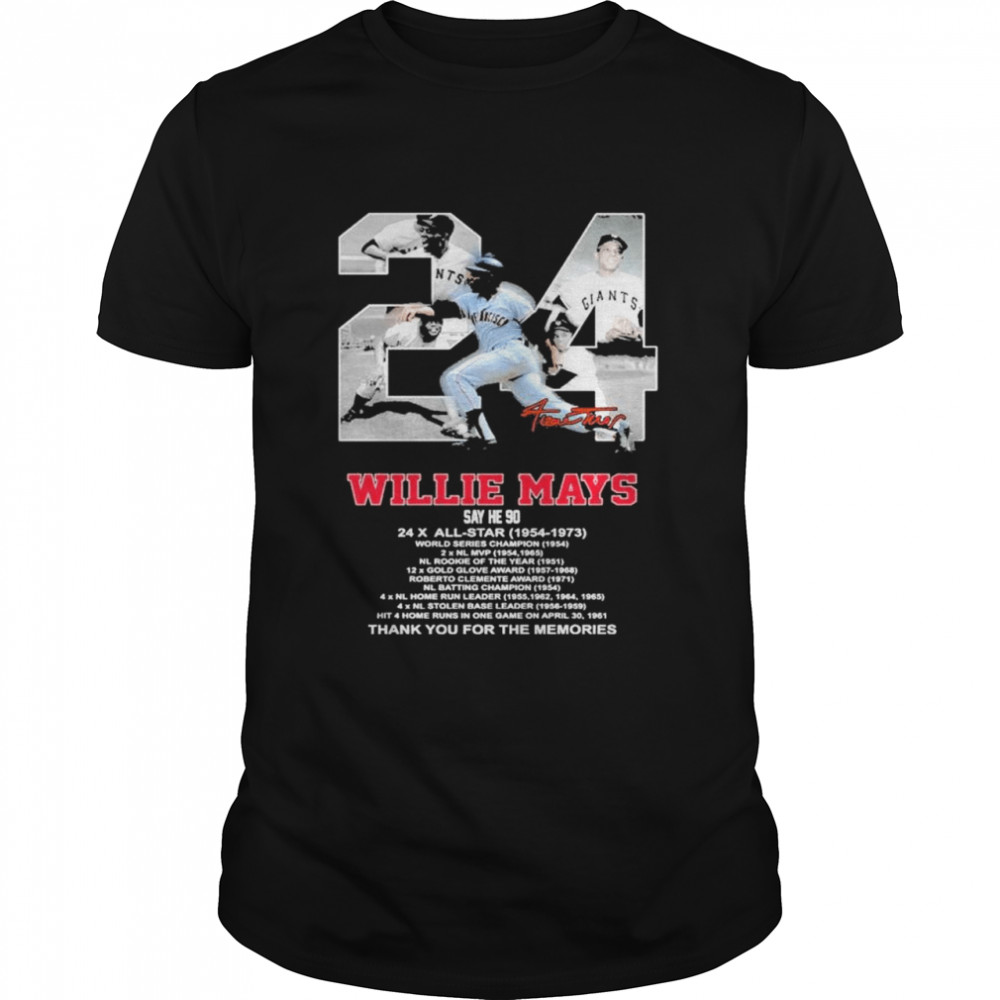 24 Millie Mays 1954 1973 thank you for the memories signatures shirt
