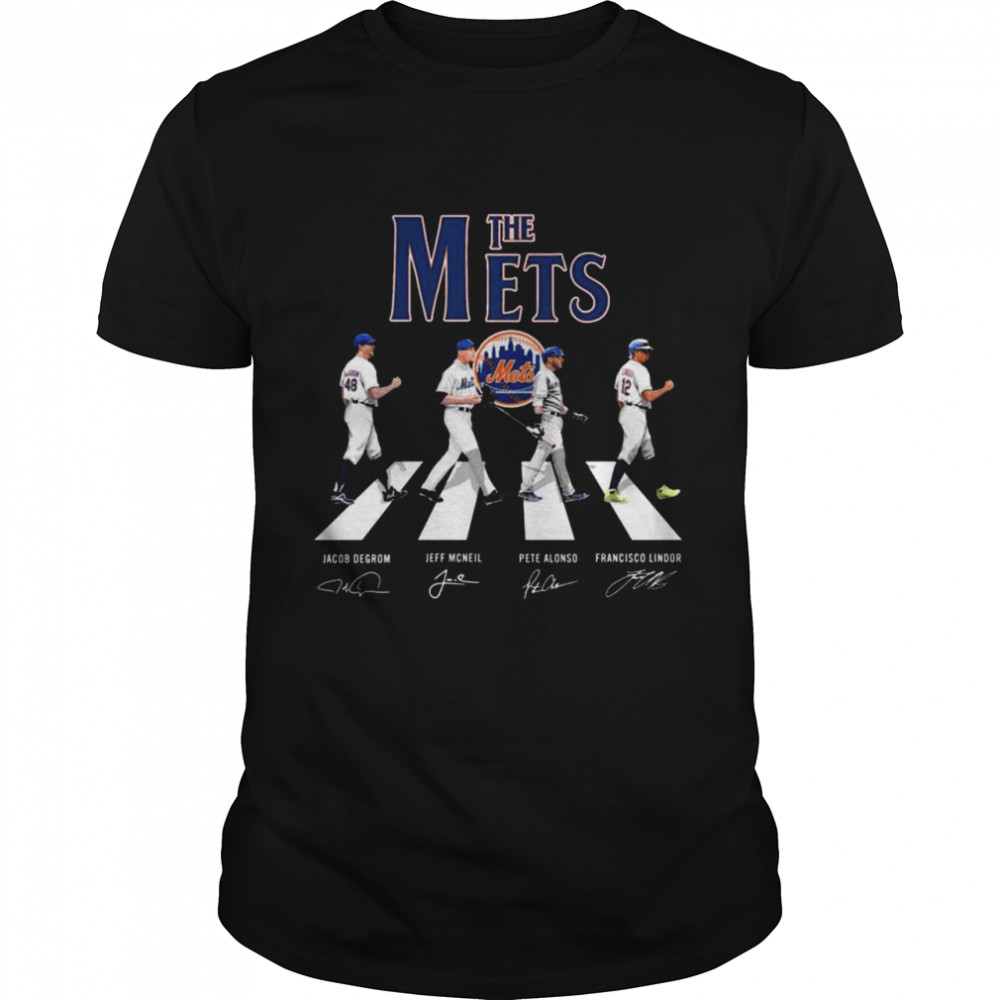 The New York Mets Baseball Teams With Degrom Mcneil Alonso And Lindor Abbey Road Signatures Shirt