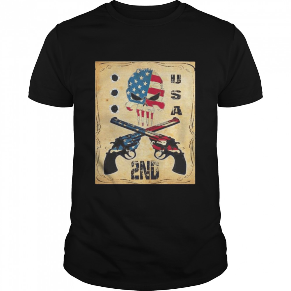 Skull and gun USA 2nd American flag shirt
