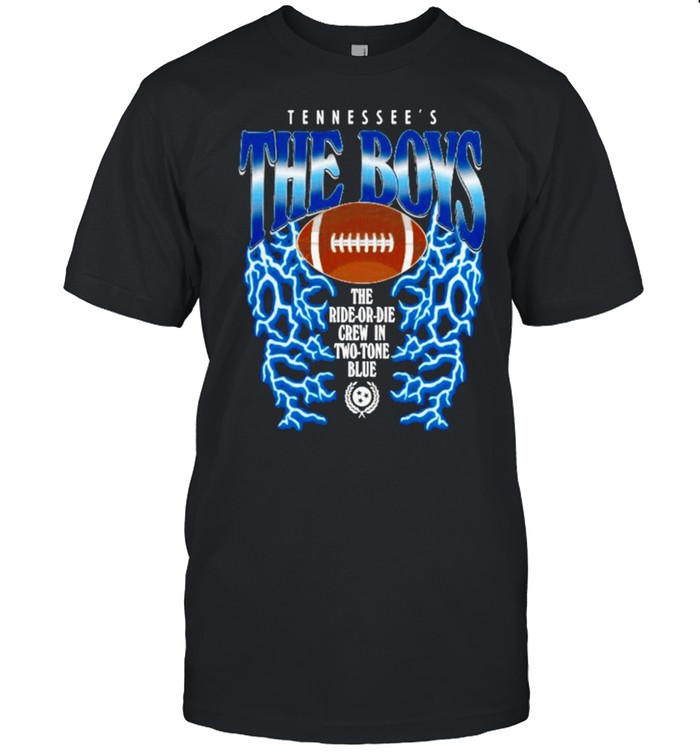 Tennessee’s The Boys the ride-or-die crew in two-tone blue t-shirt