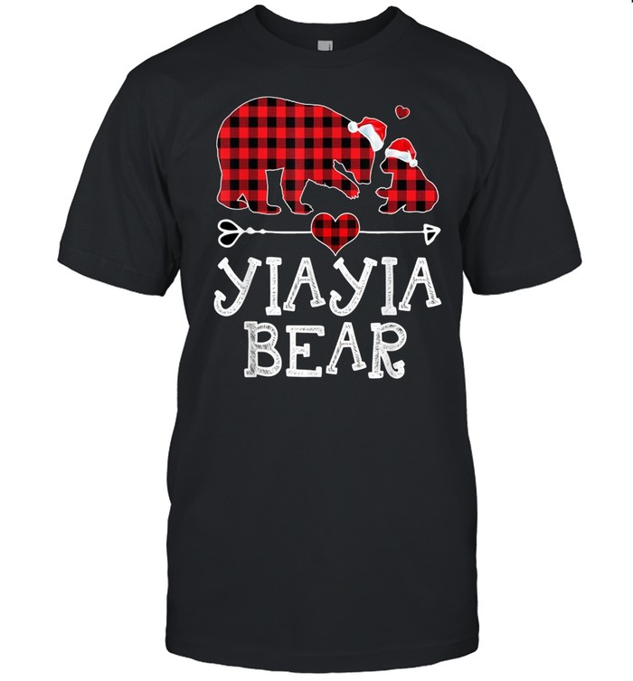 Yiayia Bear Christmas Pajama Red Plaid Buffalo Family shirt