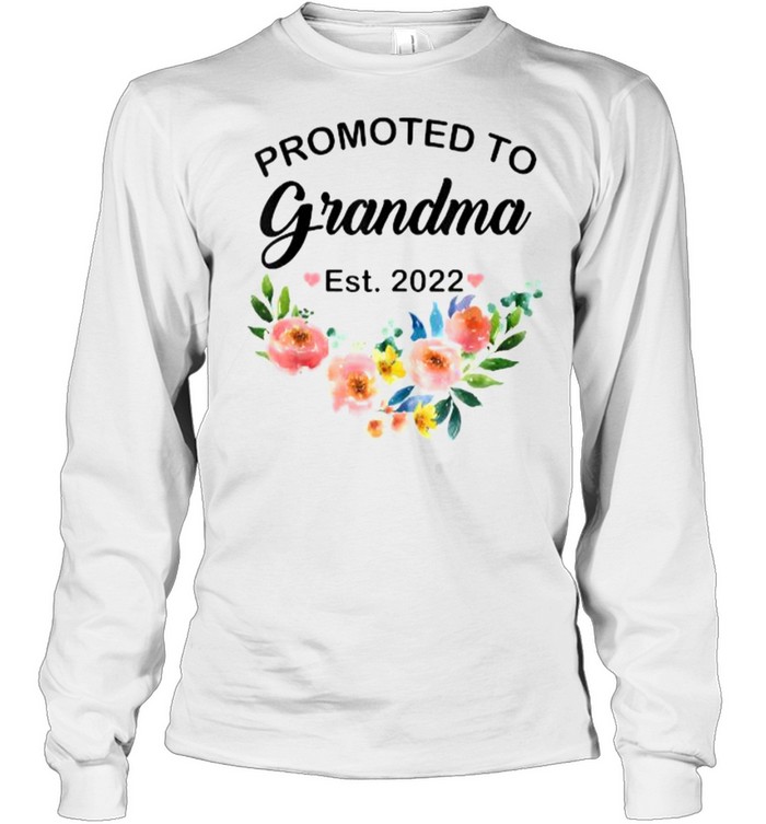 Promoted to Grandma Est 2022 Women Floral First Time T- Long Sleeved T-shirt