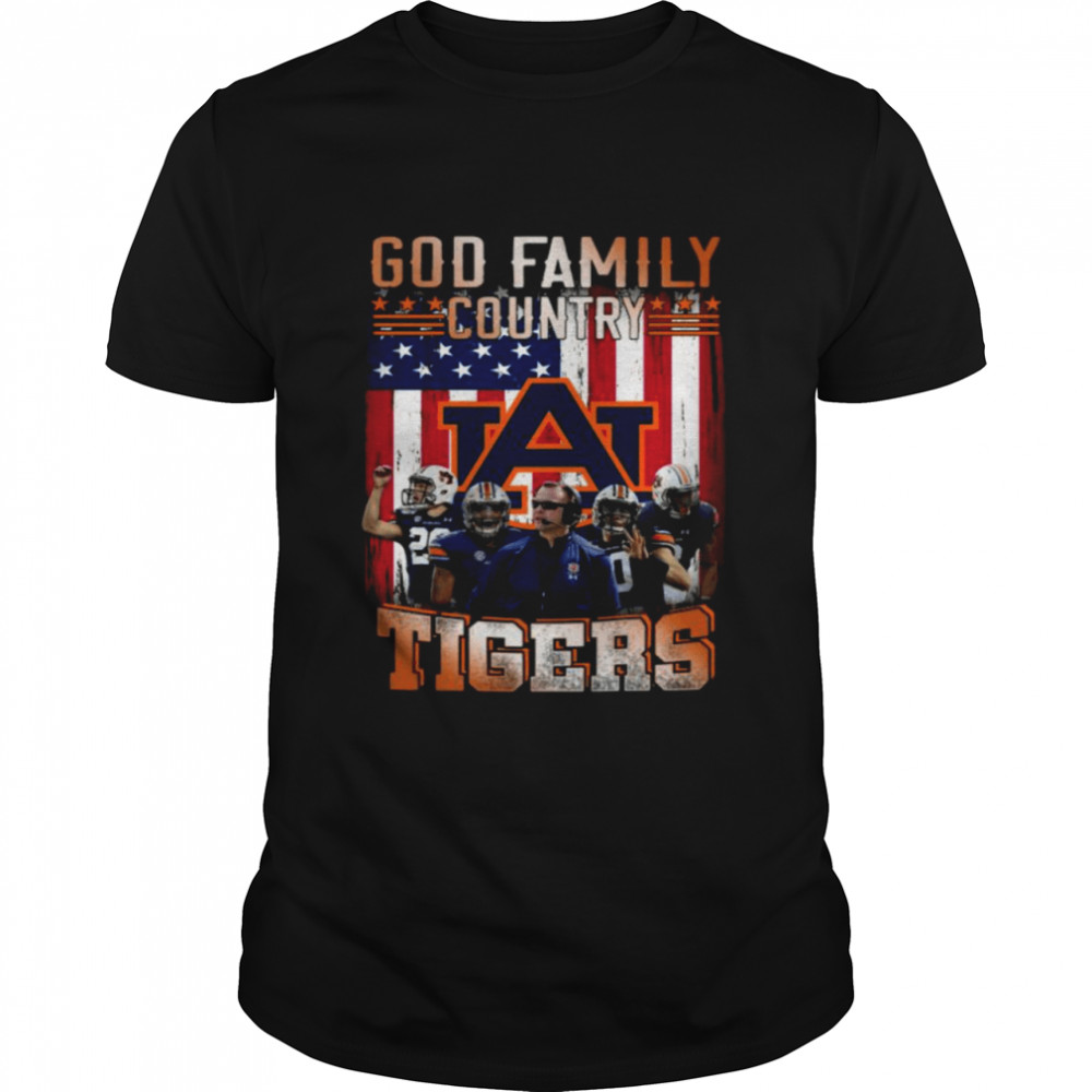 God family country Auburn Tiger American flag shirt
