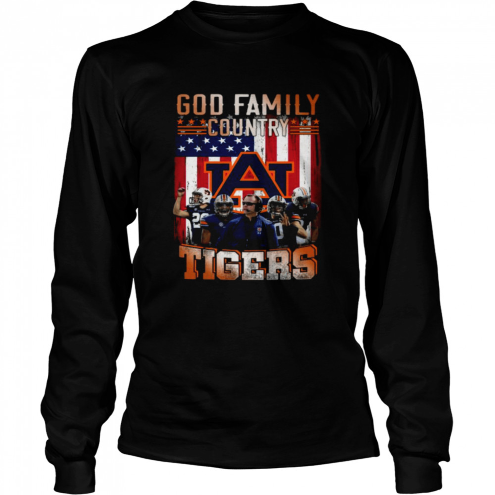 God family country Auburn Tiger American flag shirt Long Sleeved T-shirt