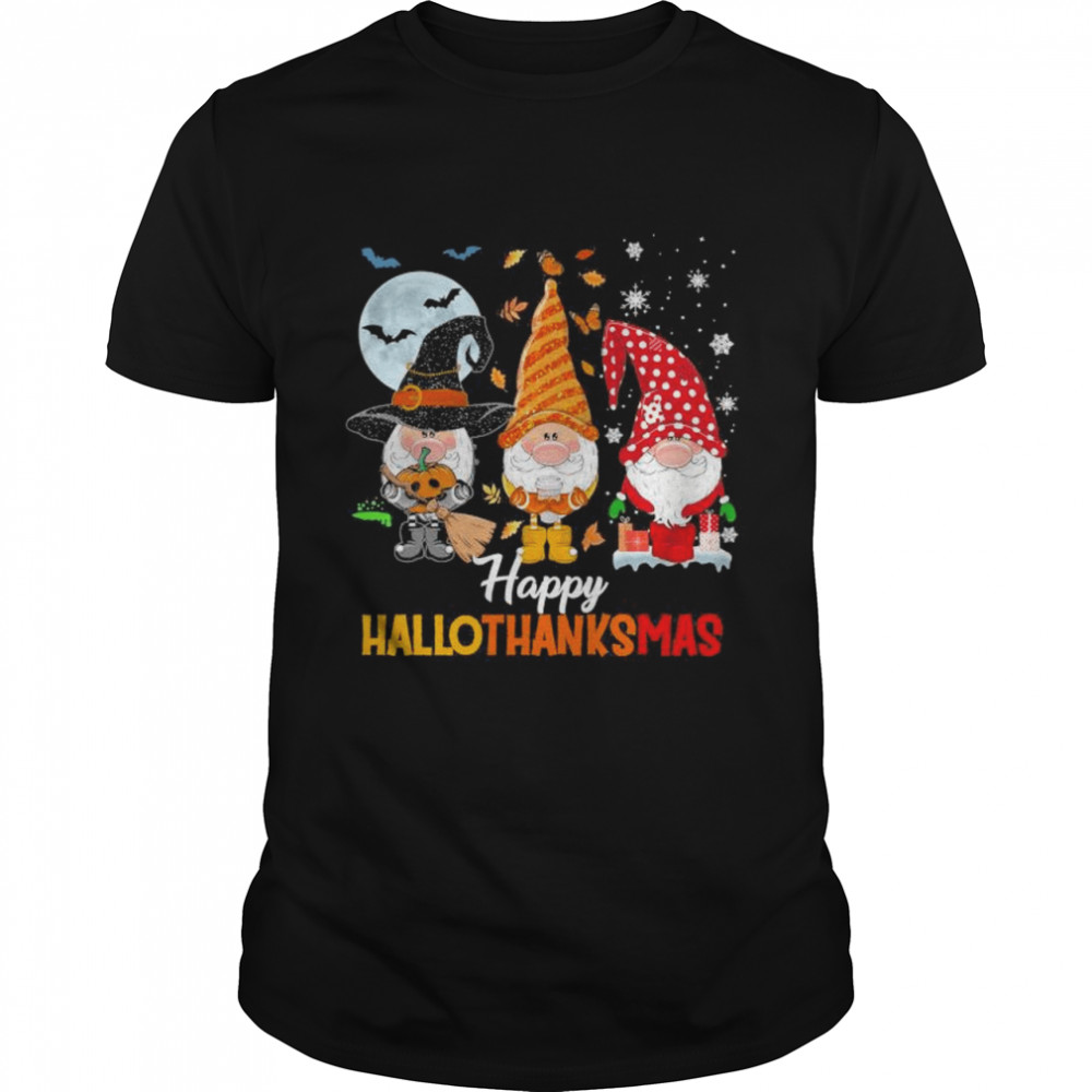 Official Three Gnome Happy Hallothanksmas Shirt
