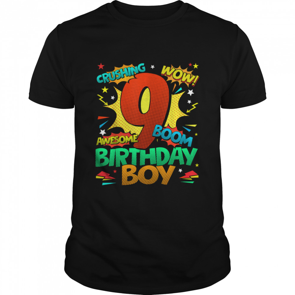 9th Birthday Kids Comic Style Kids Boys 9th Birthday shirt