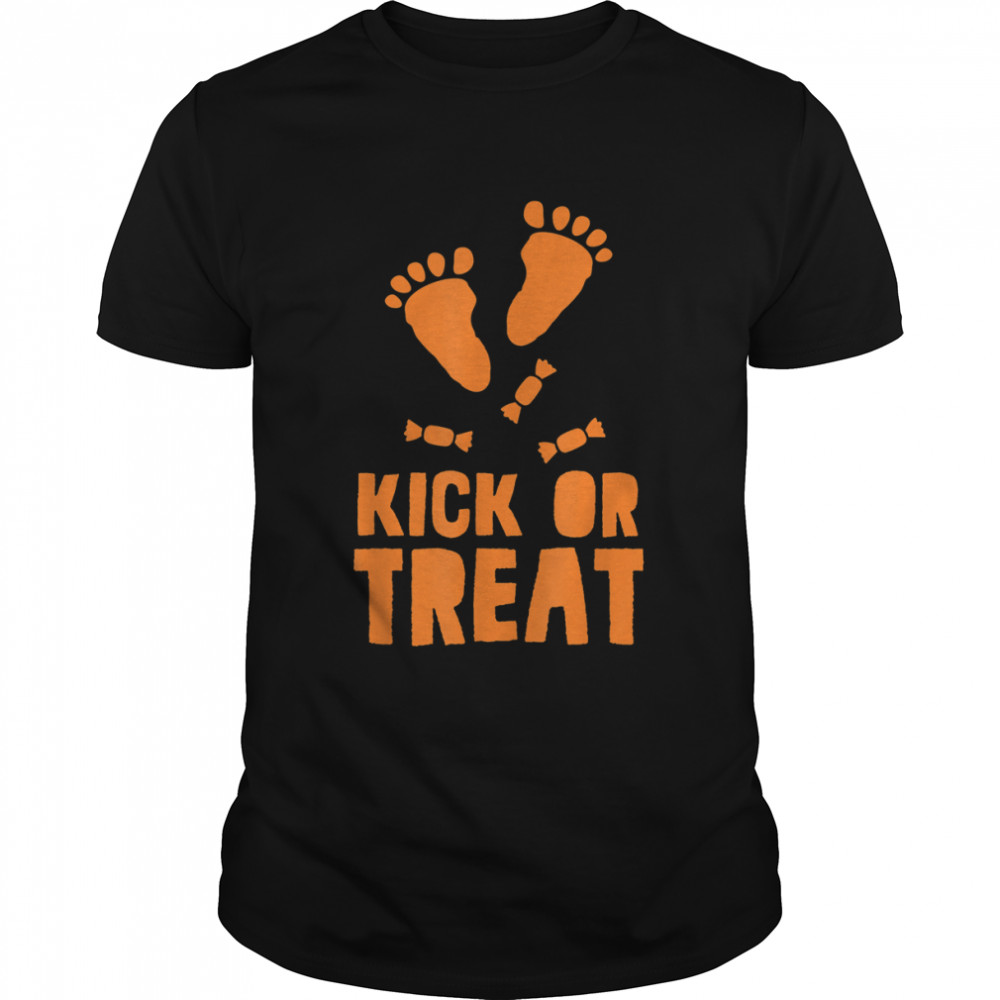 Trick or Kick, Treat or Trick Pregnant Halloween Shirt