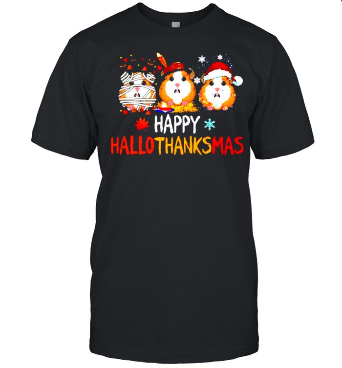 Guinea pig happy Hallothanksmas Halloween Thanksgiving Christmas shirt