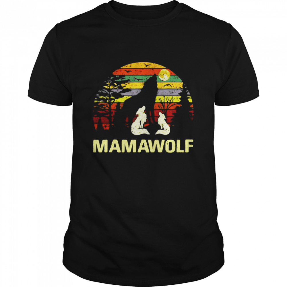 Mama Wolf Wolves Wild Lover Mom Mother Vintage T-shirt