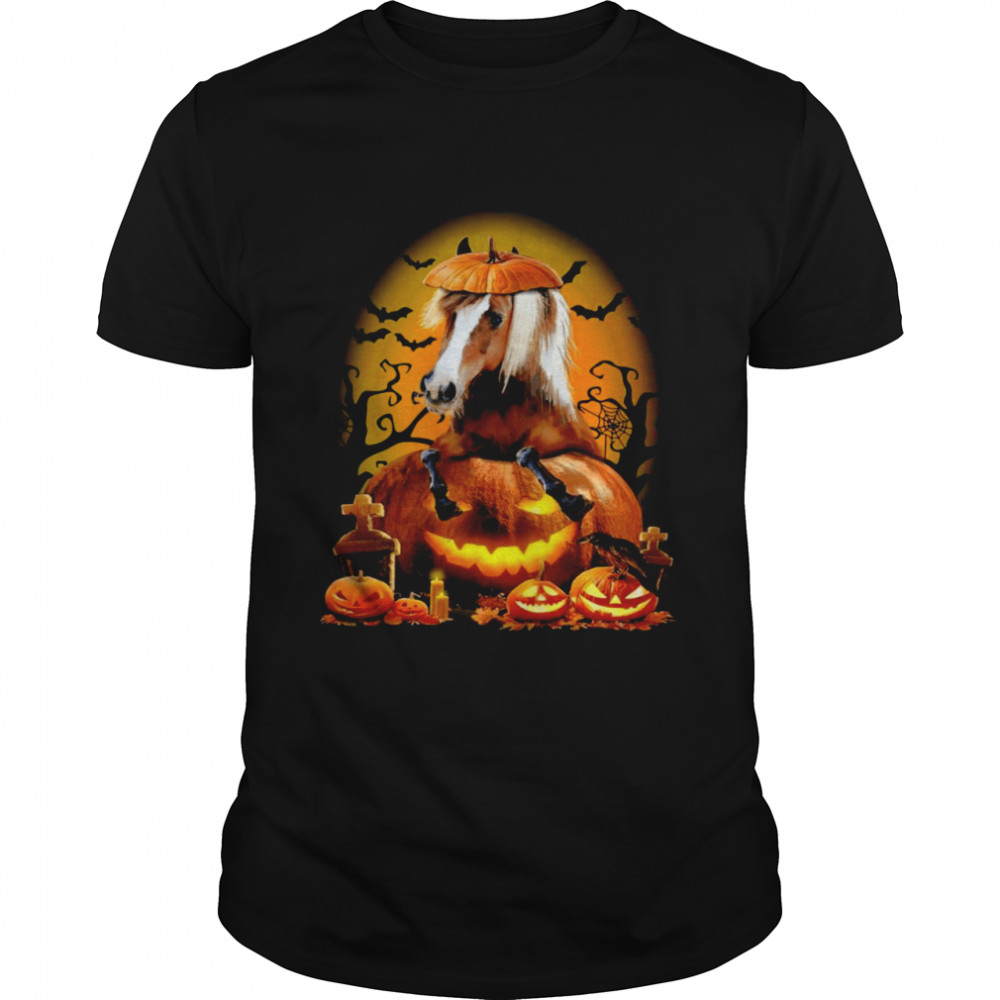 Pumpkin Hat For Horse Halloween T-shirt