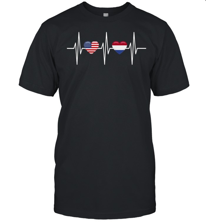USA Netherlands Shirt Heartbeat America Dutch Flag Heart Shirt