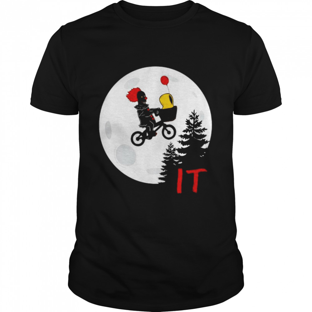 Pennywise bicycle fly Halloween moon shirt