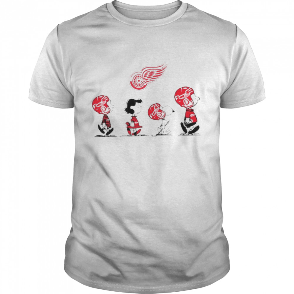 Snoopy and charlie brown and friends detroit red wings logo shirt
