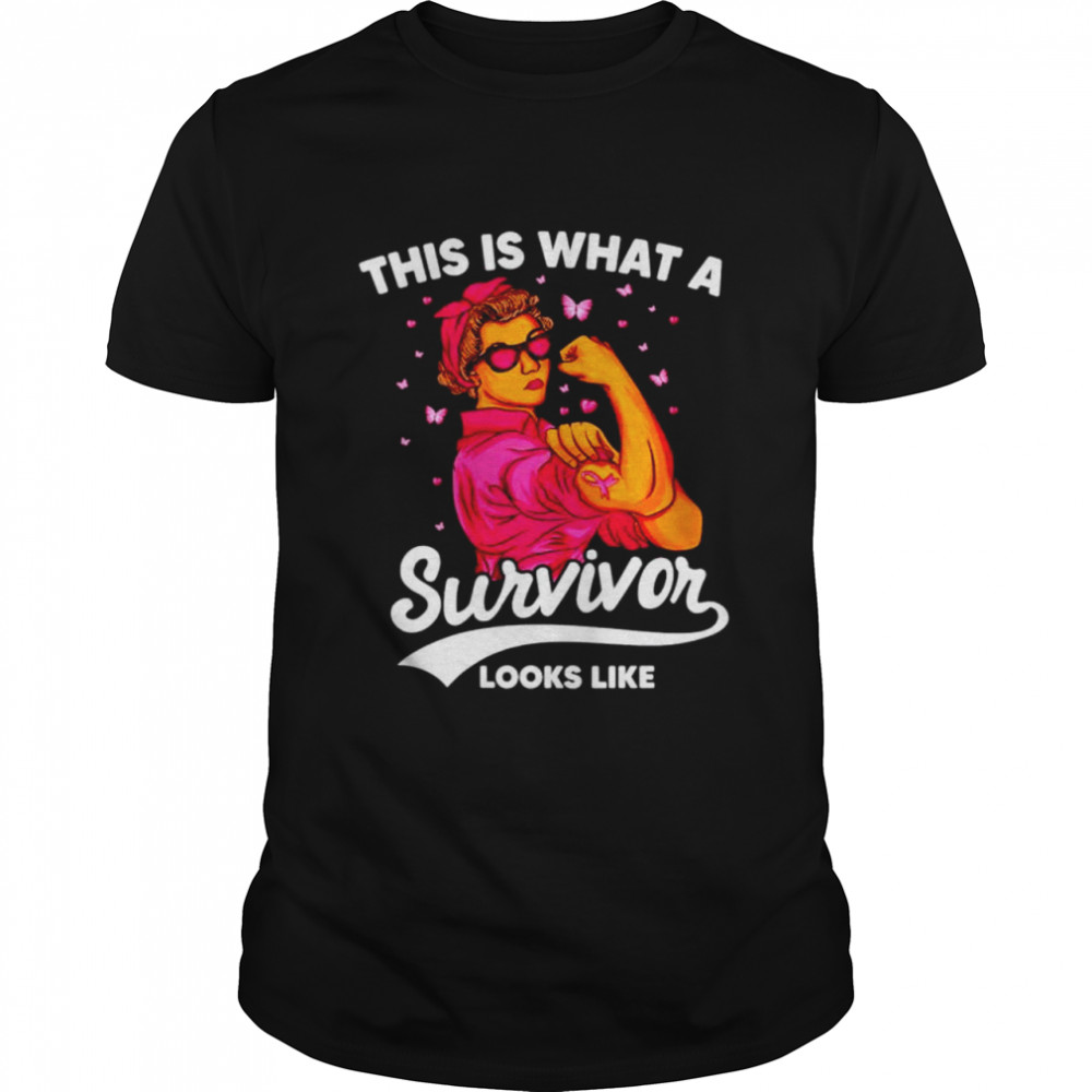 Breast Cancer women this is what a survivor looks me shirt
