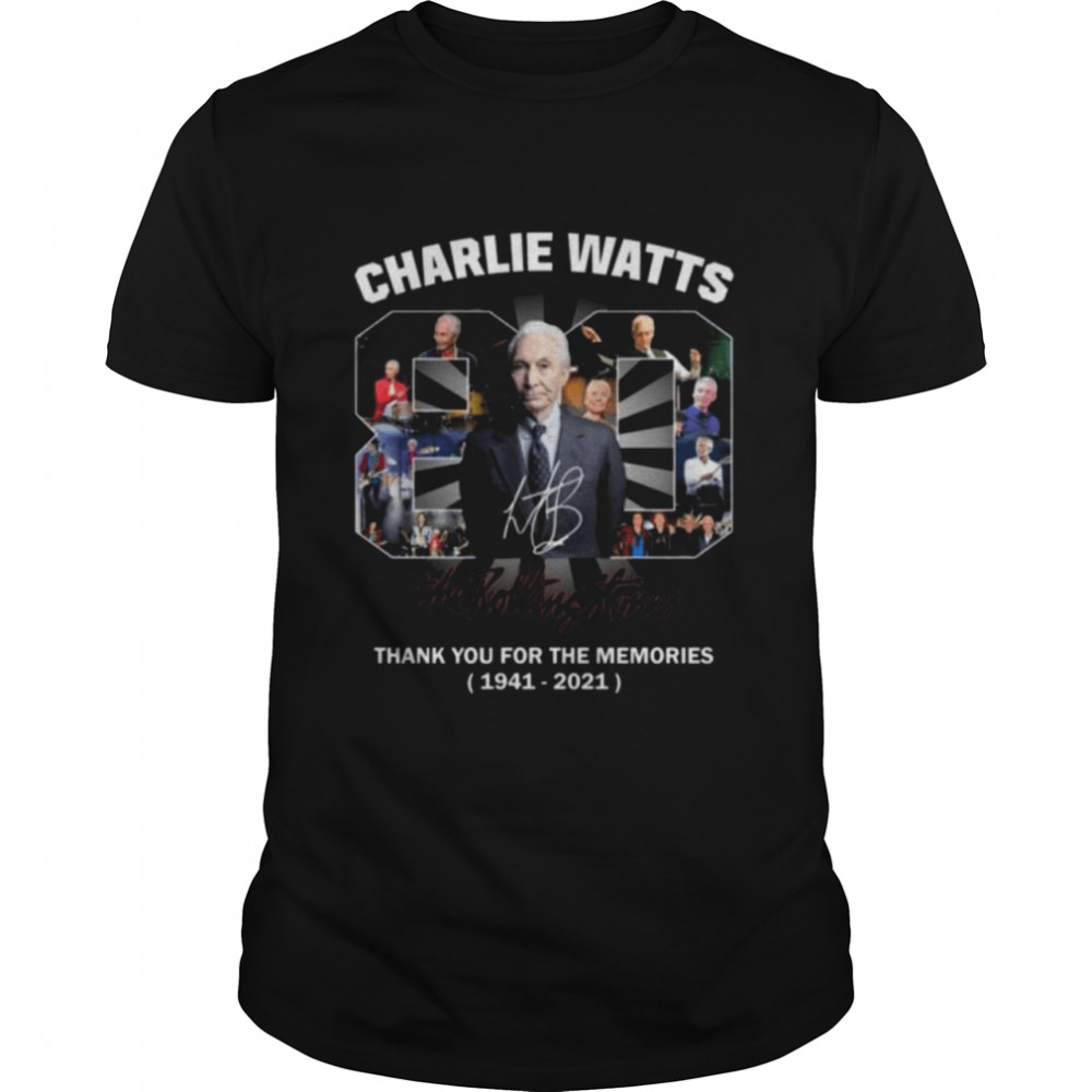 Charlie Watts 80 The Rolling Stones thank you for the memories signature shirt