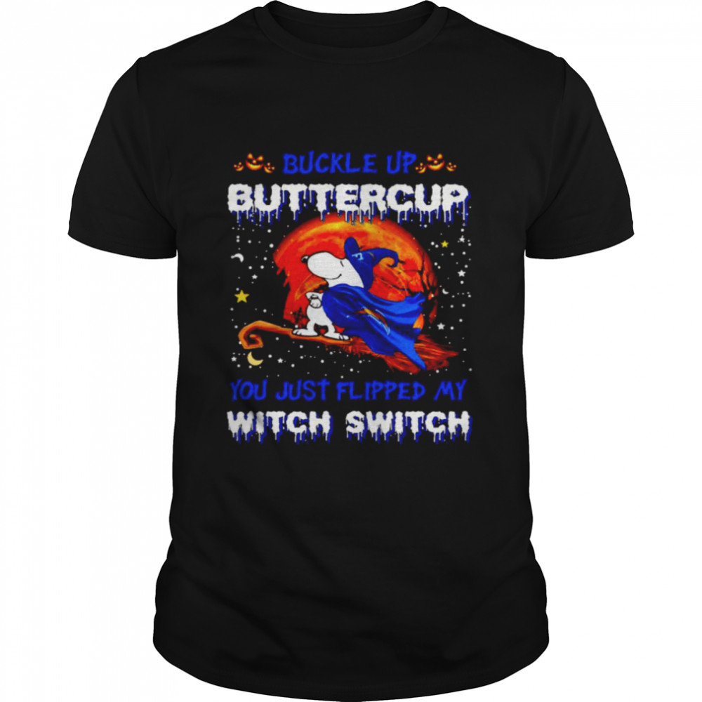 Snoopy Chargers buckle up buttercup you just flipped Halloween shirt
