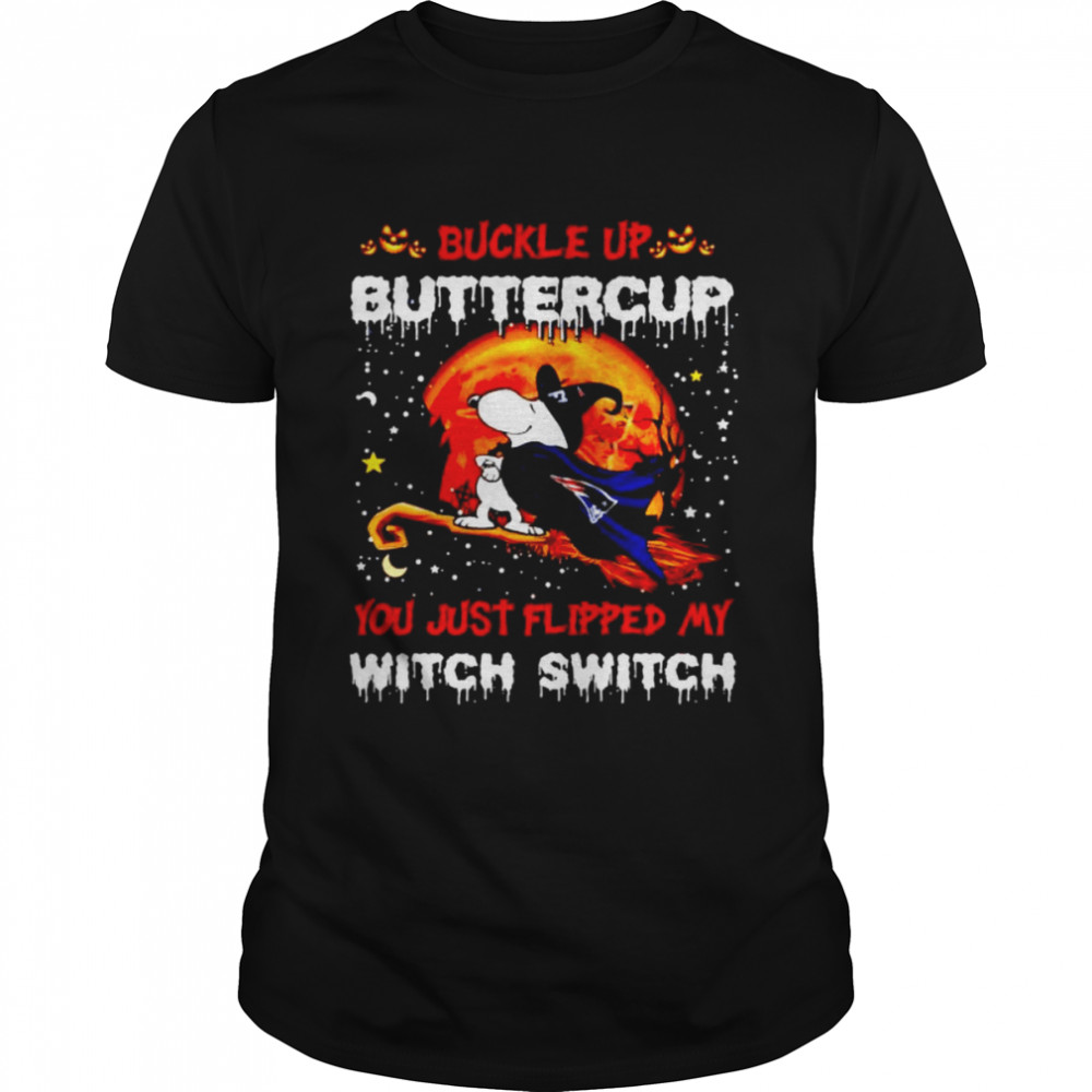 Snoopy Patriots buckle up buttercup you just flipped Halloween shirt