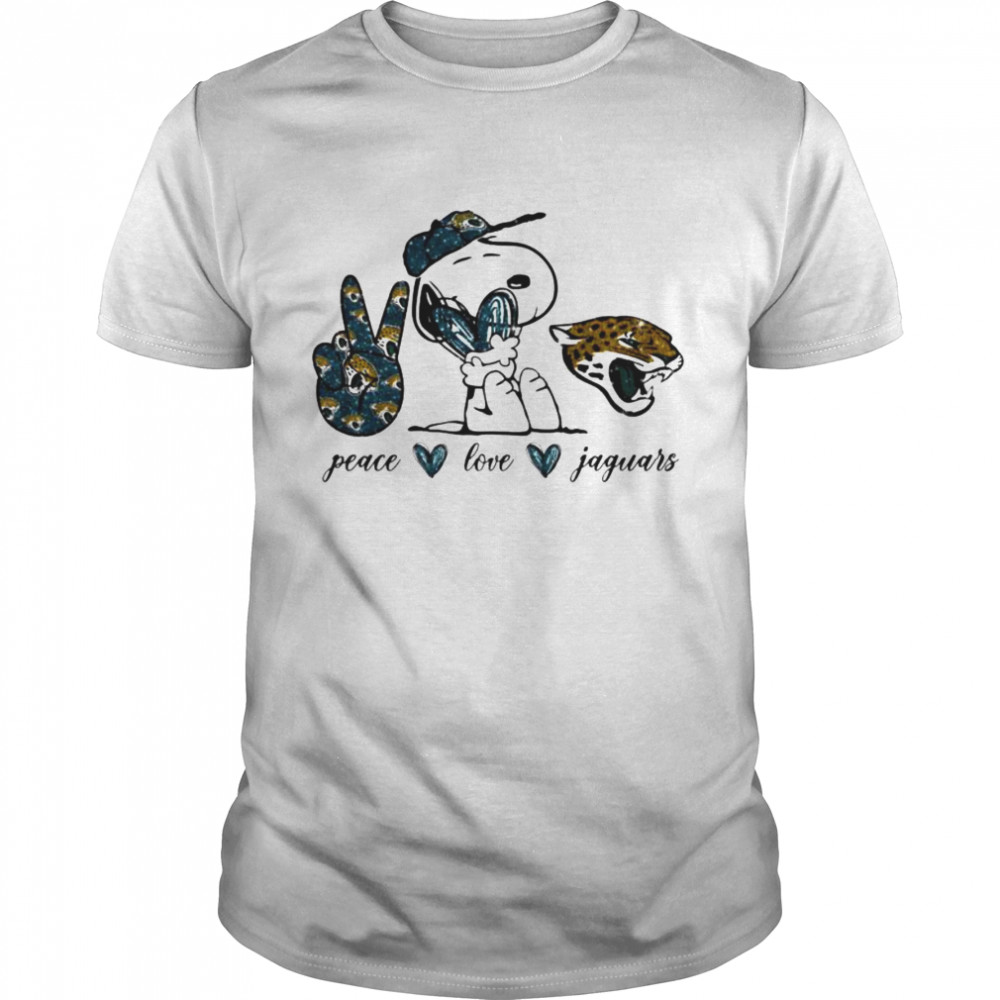 Snoopy peace love Jacksonville Jaguars shirt