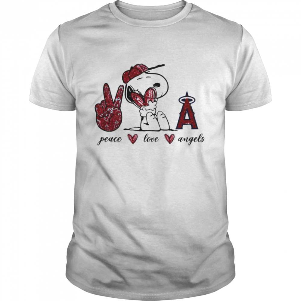 Snoopy peace love Los Angeles Angels shirt